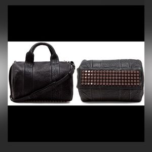 Alexander Wang Rocco Rose Gold Cupcakes Studs Soft Black Leather Shoulder Bag